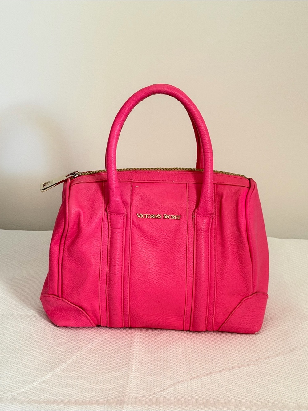 Victoria's Secret Vibrant Pink Faux Leather Satchel Tote